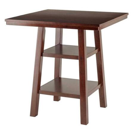 WINSOME TRADING Orlando High Table with 2 Shelves, Walnut 94034